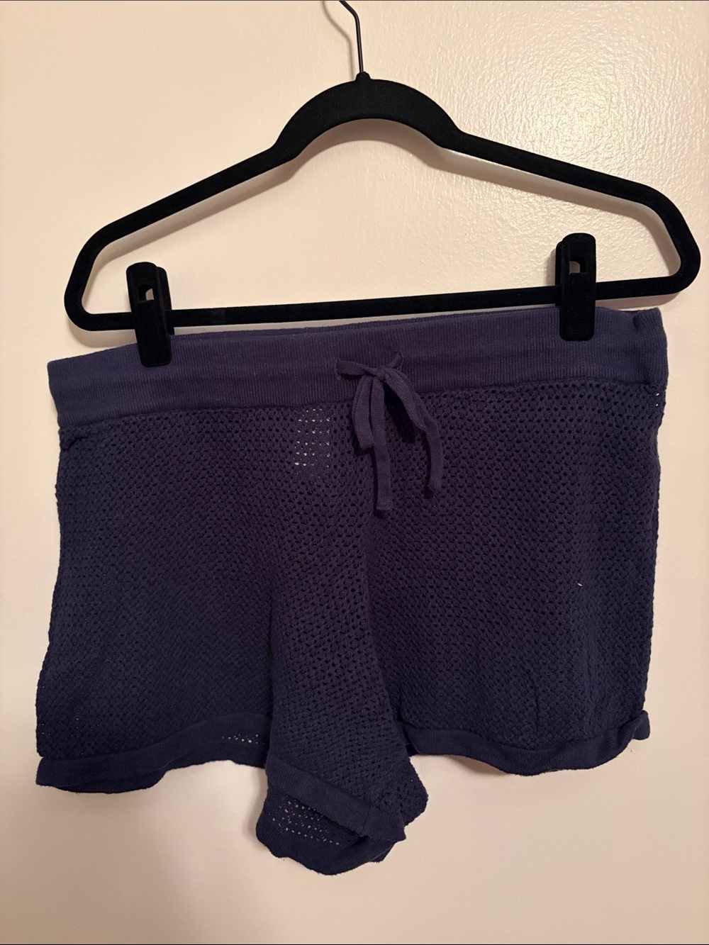 Pact Deep Navy Knit Lounge Shorts with Drawstring Waist